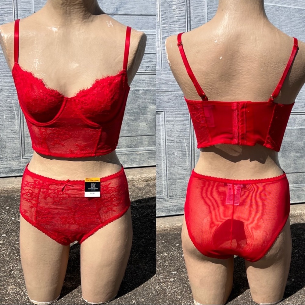 - INC Sz S Red Bustier & High Rise Panty Set! NEW! - Picture 6 of 16